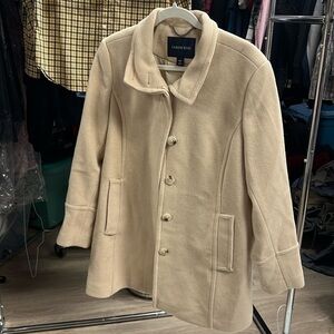 Lands End size 14 petite cream coat wool blend